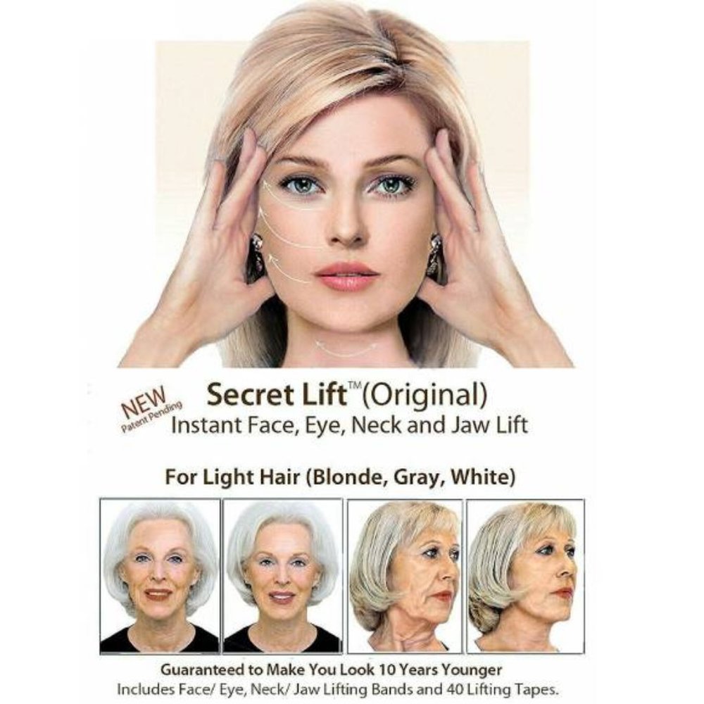 Instant Face, Neck and Eye Lift (Light Hair) Facelift Tapes & Bands Secret Lift